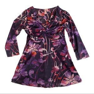 Sweet pea floral mesh top shirt purple pink M